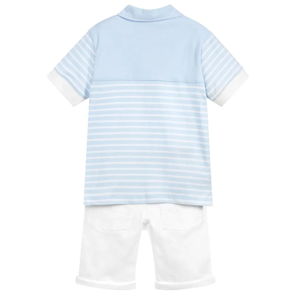 SS18 Tutto Piccolo Boys Blue & White Shorts Set 4840 & 4311