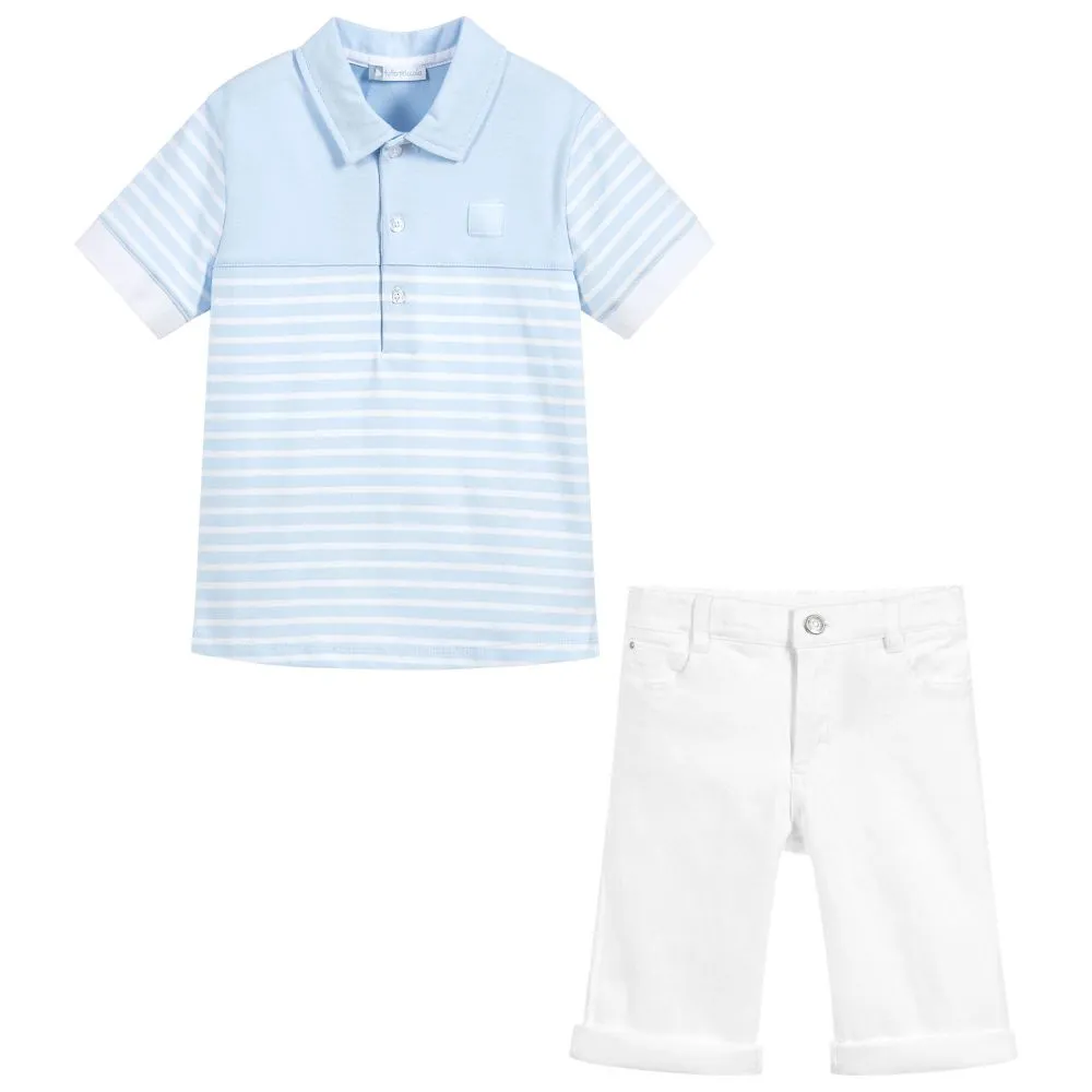 SS18 Tutto Piccolo Boys Blue & White Shorts Set 4840 & 4311