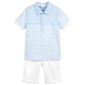 SS18 Tutto Piccolo Boys Blue & White Shorts Set 4840 & 4311