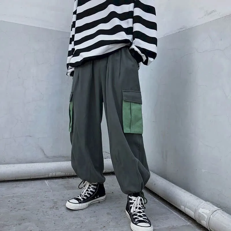 Straight casual pants Men Hong Kong style Korean large size Ankle-length Cargo pants trend all-match wide-leg boot-cut trousers