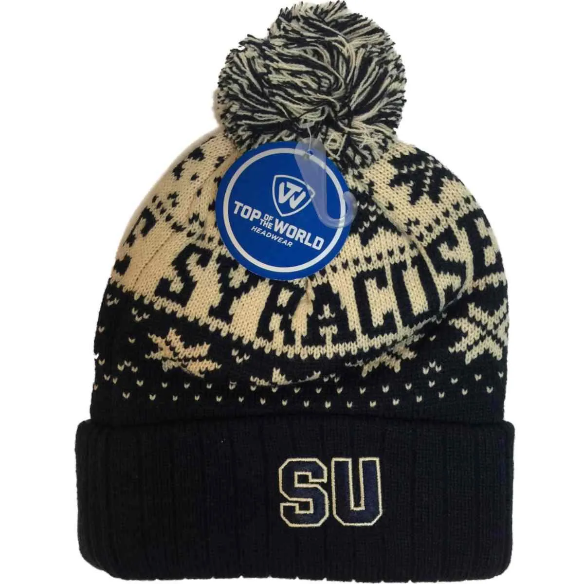 Syracuse Orange TOW Navy Subarctic Snowflake Poof Cuffed Winter Hat Cap Beanie