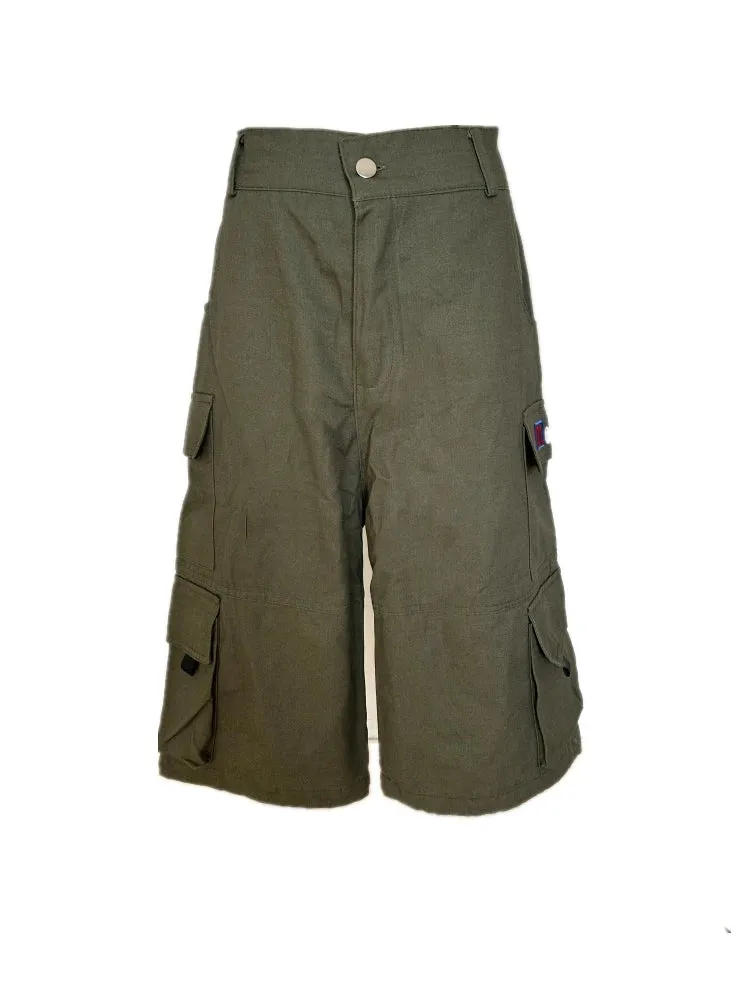 TAVIMART  -  Women's Multi Pocket Neutral Cargo Cropped Pants Summer New Street Style Thin Shorts Casual  Female Straight Wide Leg Trousers