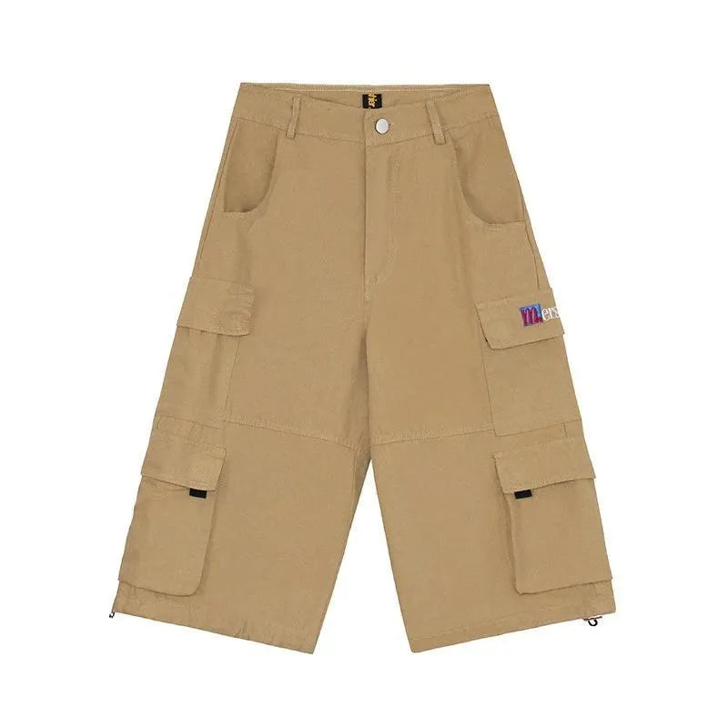 TAVIMART  -  Women's Multi Pocket Neutral Cargo Cropped Pants Summer New Street Style Thin Shorts Casual  Female Straight Wide Leg Trousers