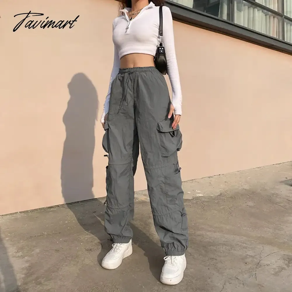 TAVIMART -  Y2K Gothic Pants Women's Fashion new Autumn Street Low Rise Multi Pocket Pants Retro Casual Loose Sports Cargo Pants