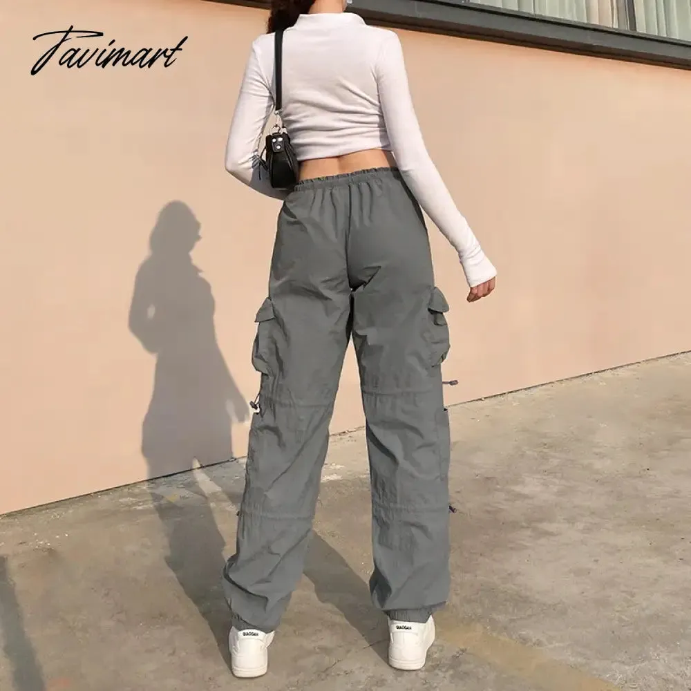 TAVIMART -  Y2K Gothic Pants Women's Fashion new Autumn Street Low Rise Multi Pocket Pants Retro Casual Loose Sports Cargo Pants
