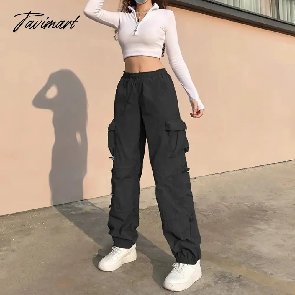 TAVIMART -  Y2K Gothic Pants Women's Fashion new Autumn Street Low Rise Multi Pocket Pants Retro Casual Loose Sports Cargo Pants