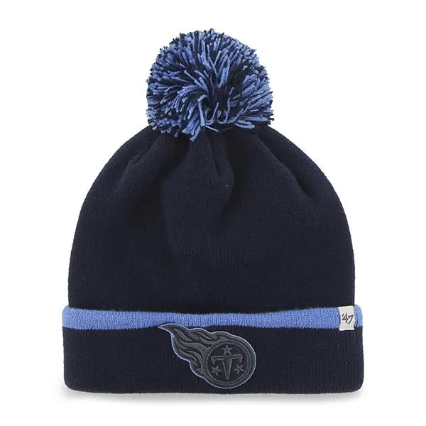 Tennessee Titans 47 Brand Navy Blue Baraka Knit Cuffed Poofball Beanie Hat Cap