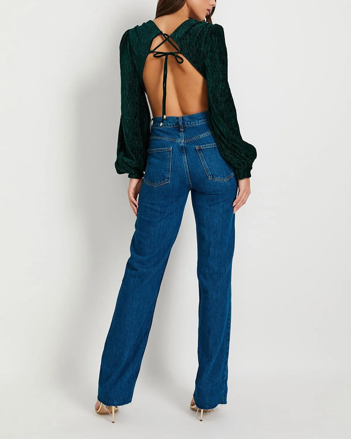 Textured Velvet Cut Out Bodysuit