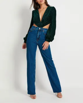 Textured Velvet Cut Out Bodysuit