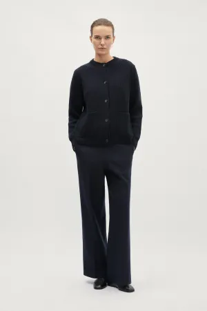 The Woolen Crewneck Ribbed Cardigan