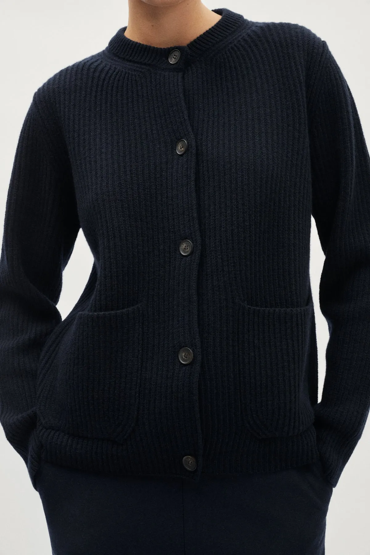 The Woolen Crewneck Ribbed Cardigan