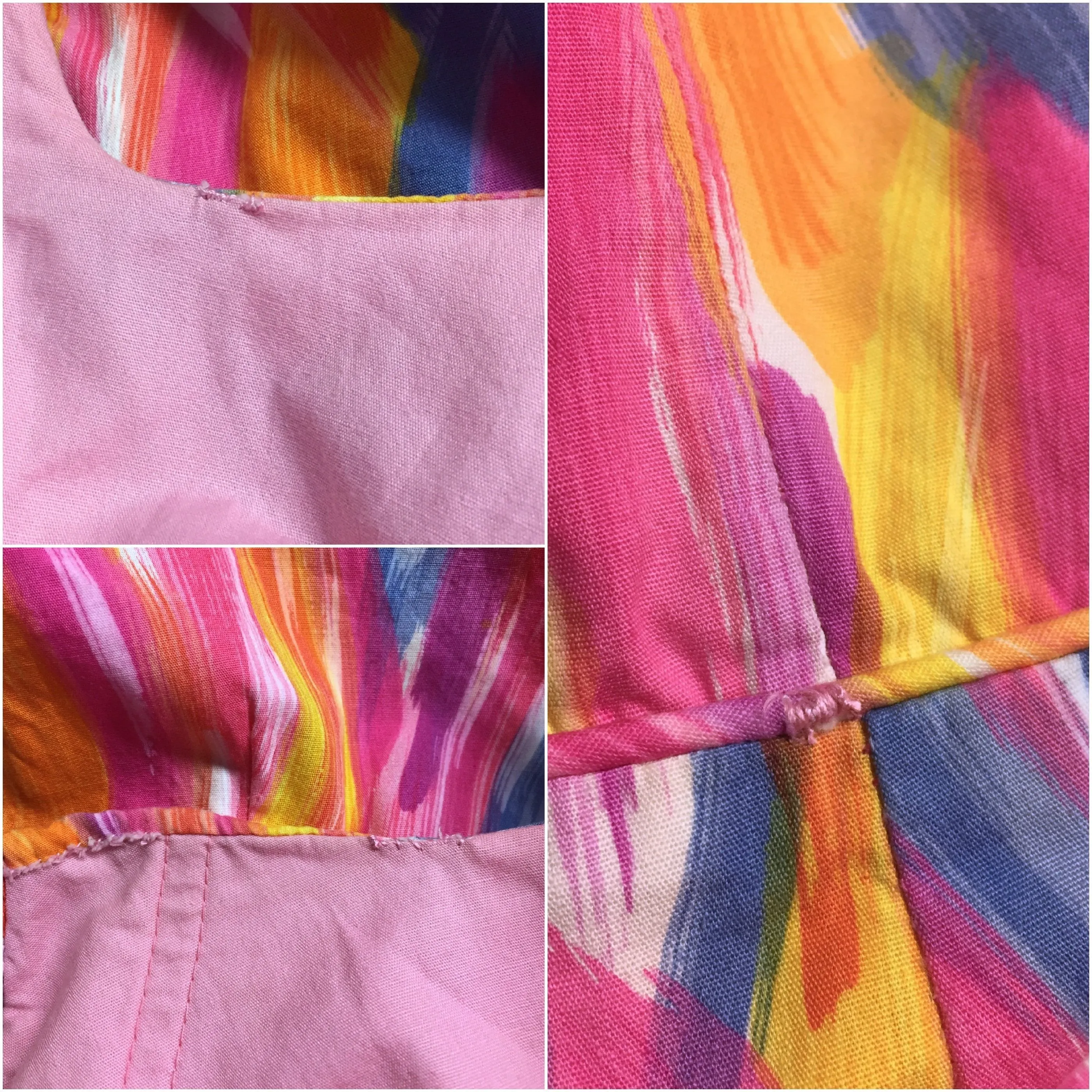 Vintage 1960s Read's Romper Swim Playsuit / Pink Abstract Print Cotton