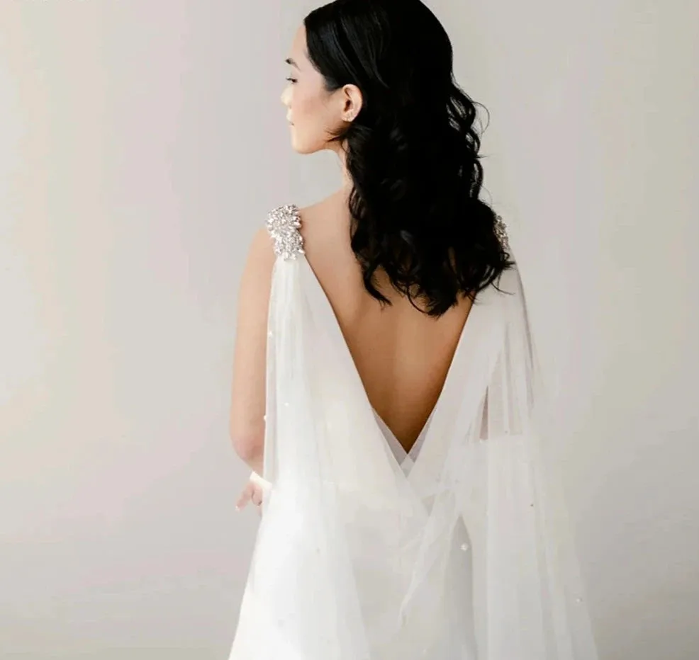 Wedding Long Bridal Veils Trailing Cathedral Shoulder Cape