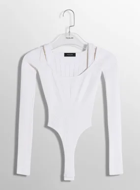 white sculpting knit bodysuit