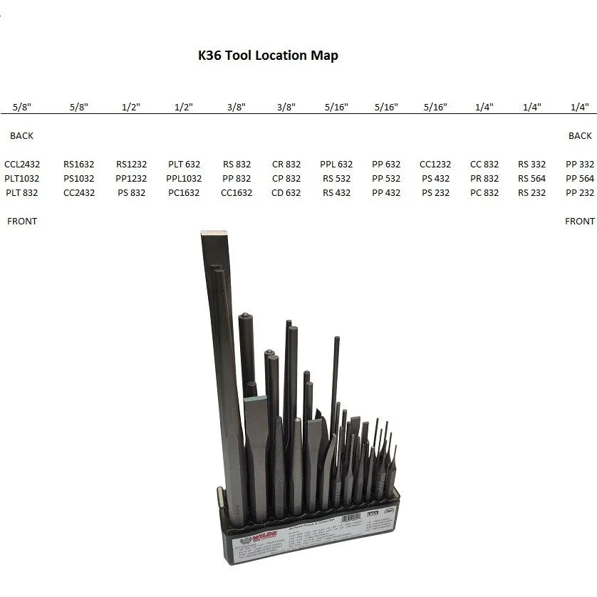 Wilde 36pc Punch & Chisel Set K36.NP MADE IN USA