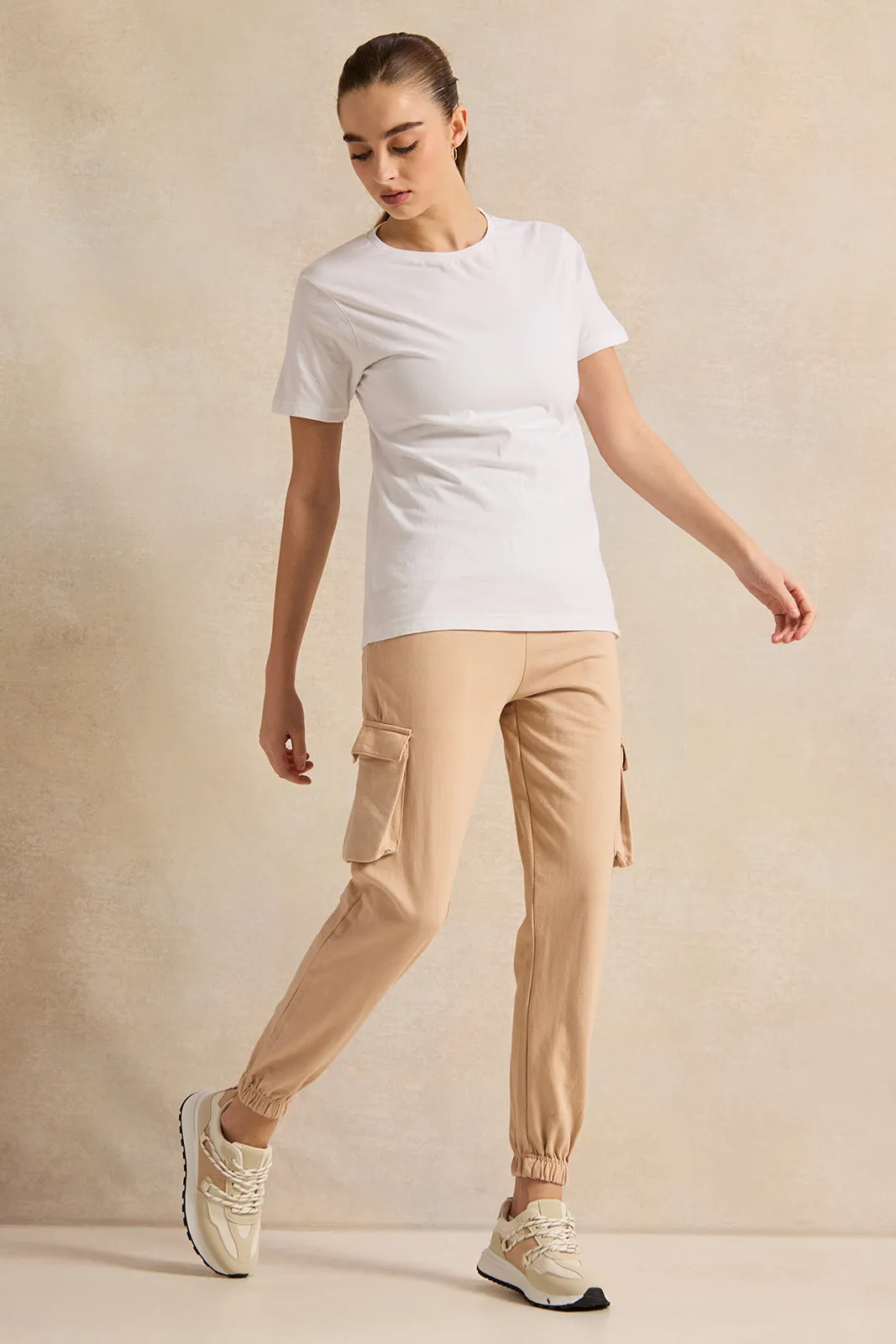 Women Beige Active Cargo Pant