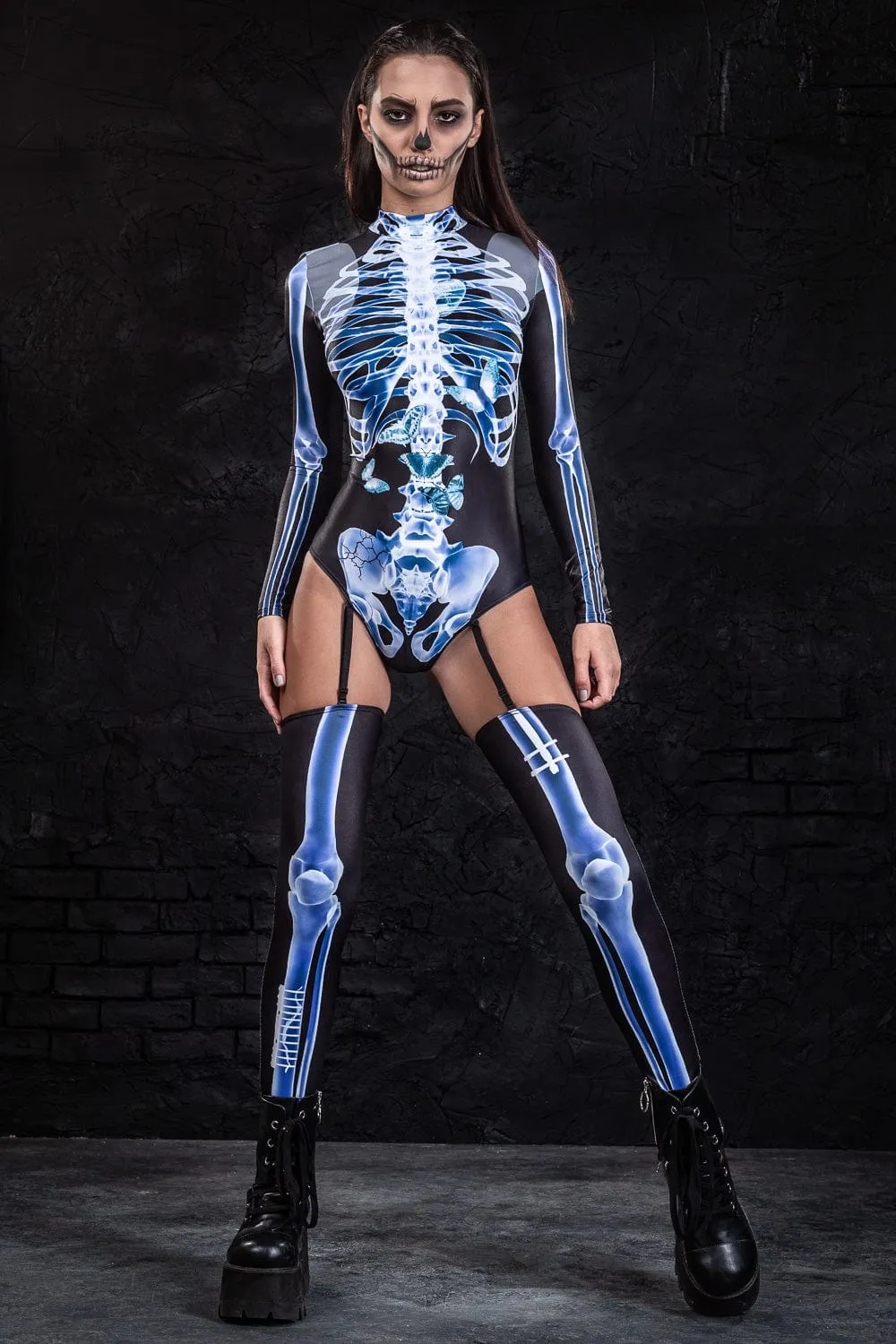 X-Ray Skeleton Garter Bodysuit